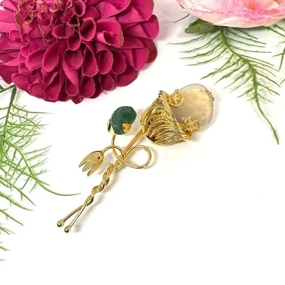 VINTAGE⚜️RARE ALICE CAVINESS Gemstone Floral Brooch