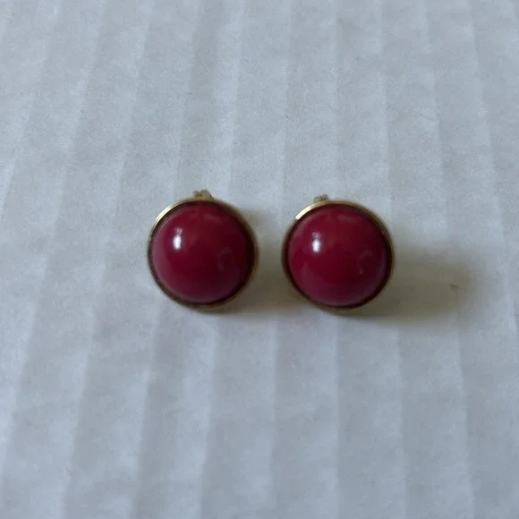 Earrings. Red And Gold Clip on. By Monet. Vintage