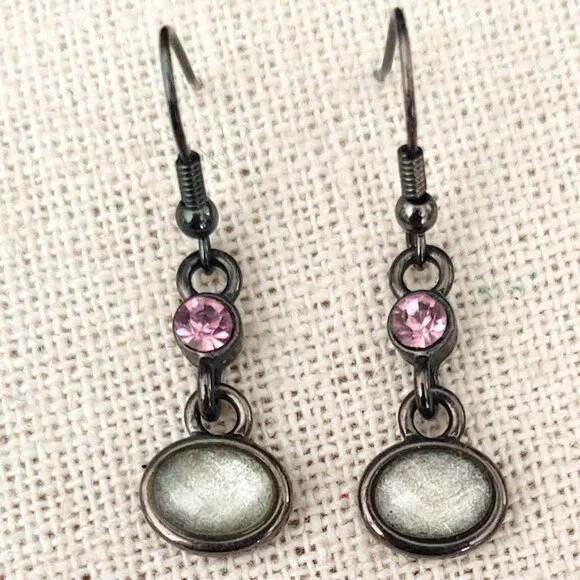 Pink and yellow bead drop earrings