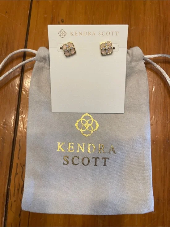 Kendra Scott Dira Stone Stud Earrings gold pink Square Stones