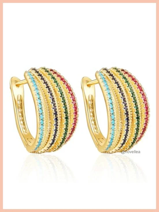 14K Gold Plated Chunky Dangle Huggie Hoop Earrings