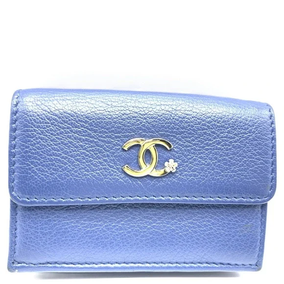 CHANEL Blue Leather Wallet