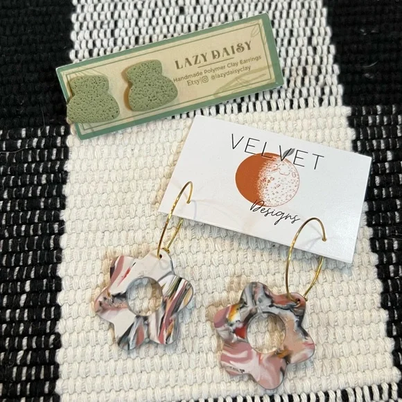 Polymer Clay Earring Set, Artisan Small Business, Handmade / Hand Crafted