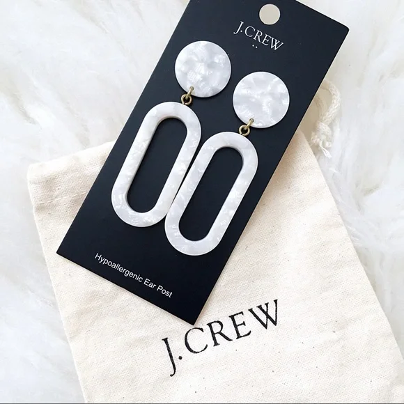 J. Crew Fossil White Tortoise Statement Earrings