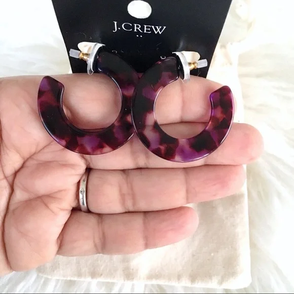 J. Crew Thick Flat Tortoise Hoop Earring