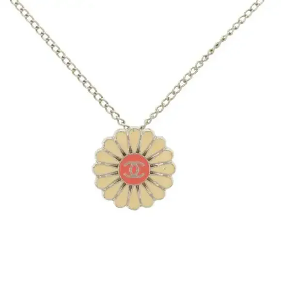 CHANEL Silver Logo Necklace
