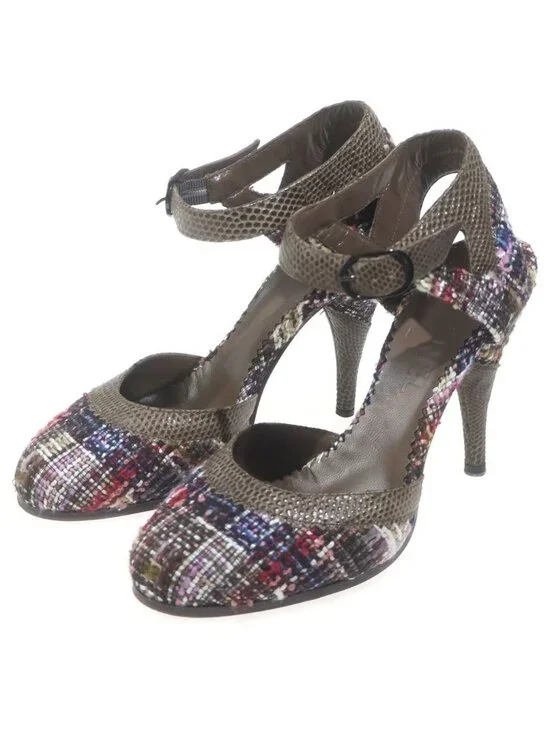 Chanel Tweed Heels Pumps Multicolor