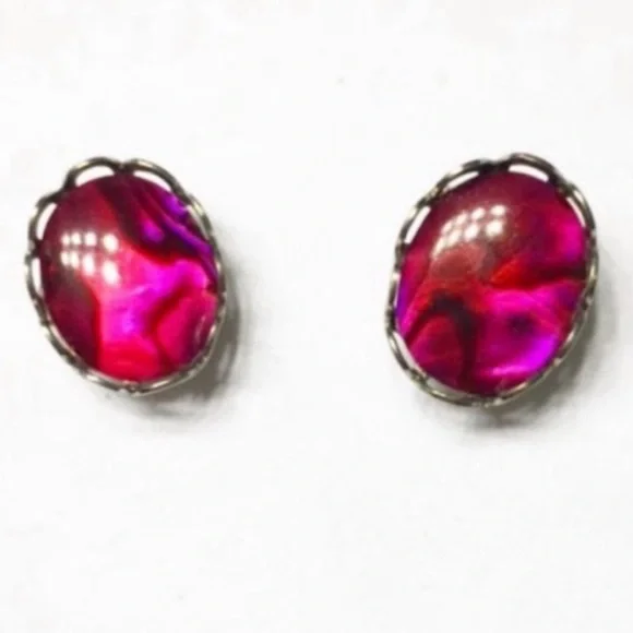 Vintage purple amethyst oval stud earrings