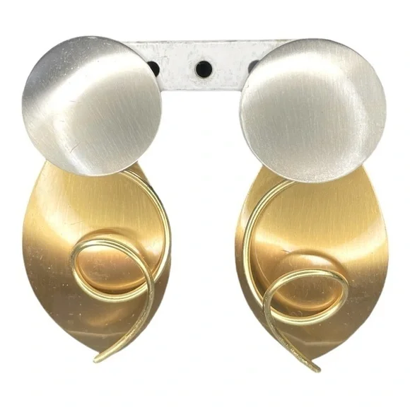 Vintage Two toned pierced earrings