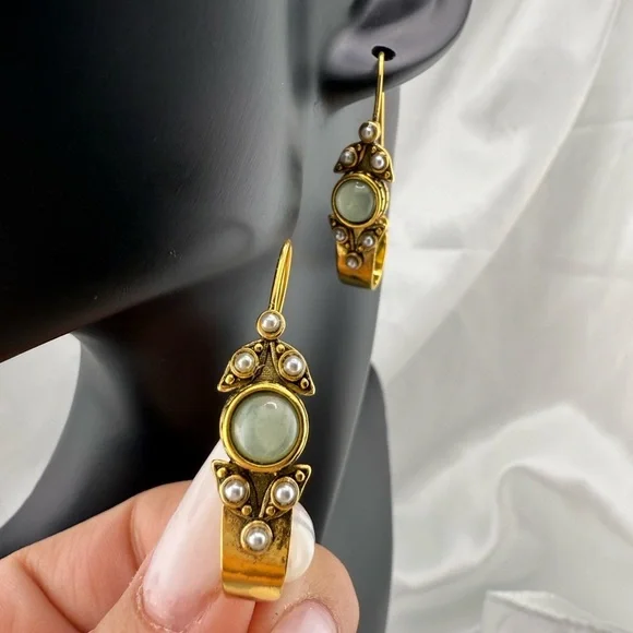 Vintage  gold color Boho Hook Earrings – Gold & Silver