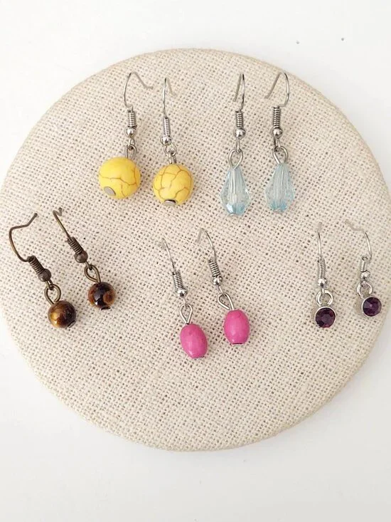 5 pair bundle small dangle earrings