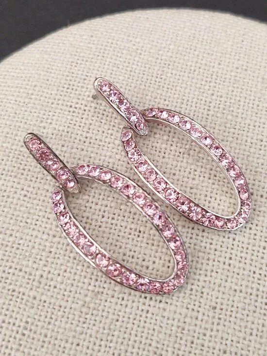 Monet pink crystal door knocker earrings