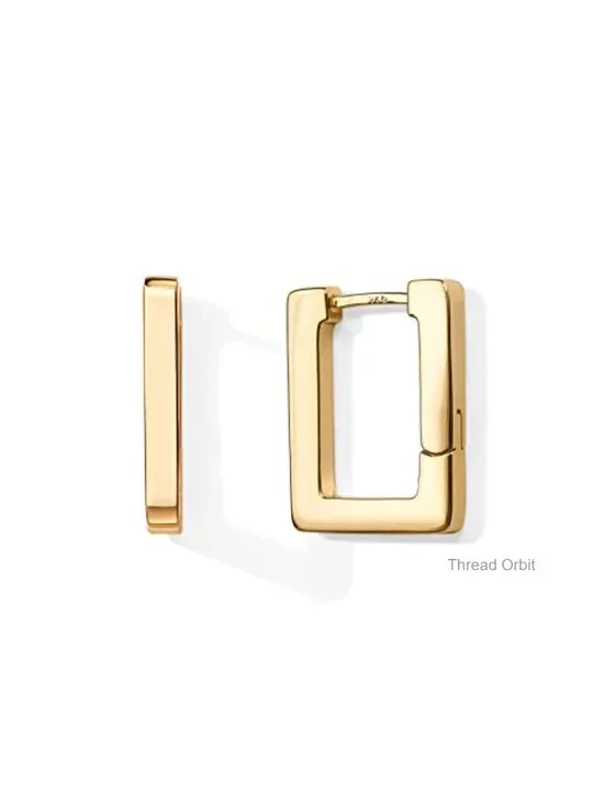 14K Gold Plated 925 Sterling Silver Post Square Hoop Earrings Geometric
