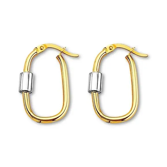 14K Two-Tone U-Shape Hoop Earrings | Solid Gold 25mm Hoops By Tehrani Jewelry