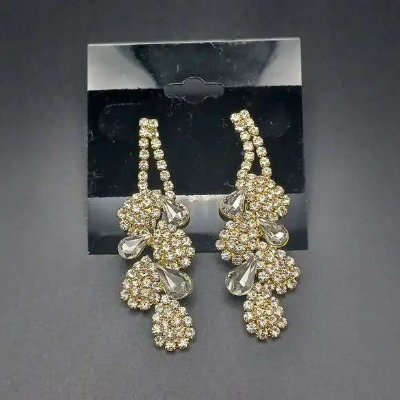 Gold Tone Floral Dangle Earrings
