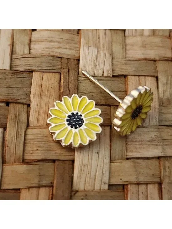 STAINLESS STEEL SUNFLOWER PETITE  EARRINGS ALLERGY FRIENDLY