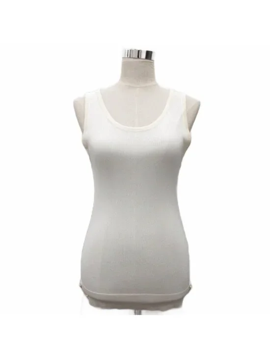Chanel Boutique Sleeveless Top Tank Top Ribbed Ivory
