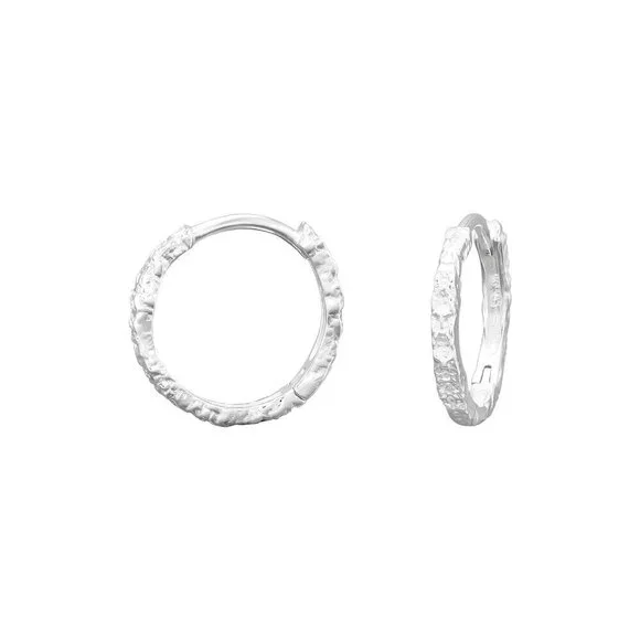 Sterling Silver Diamond Cut Textured Huggie Hoops