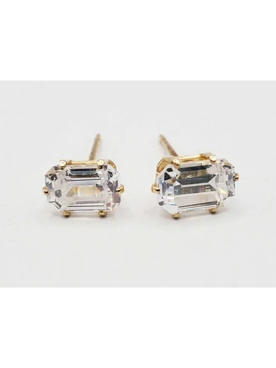 4mm Em-Cut CZ Stud Earrings 14k Gold