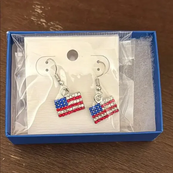 Patriotic American Flag Earrings NIB