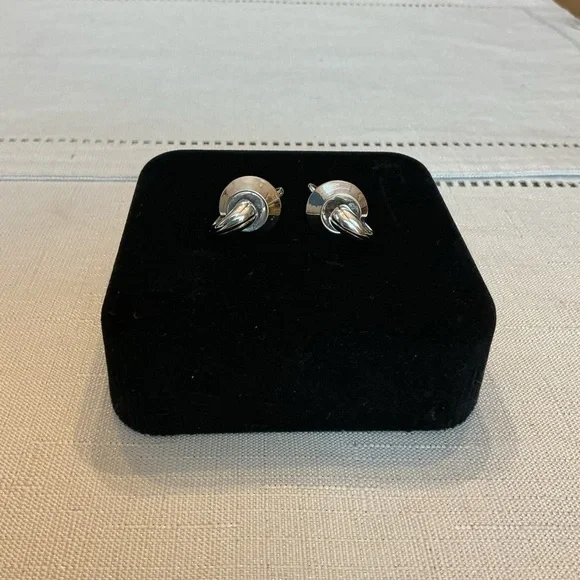 Coro Ribbon Silver Tone Screw-On Earrings
