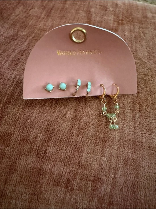 NWT World Market Gold TURQUOISE Earring Set
