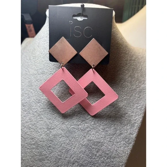 #3. Pink Square Cutout Earrings