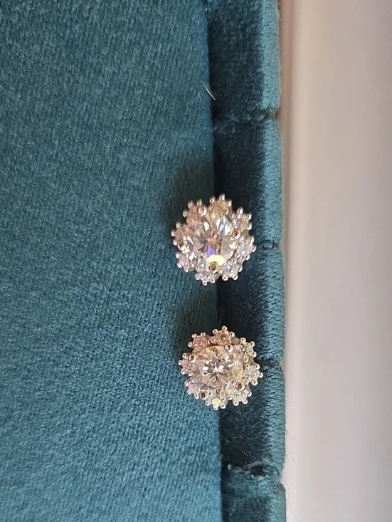 Moissanite Cluster Stud Earrings - Sterling Silver (S925)