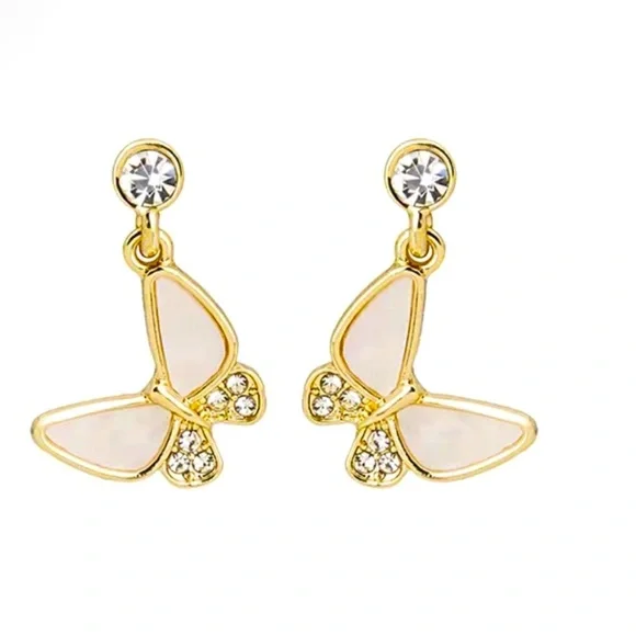 Butterfly Acrylic Crystal Stud Earrings Women Color White