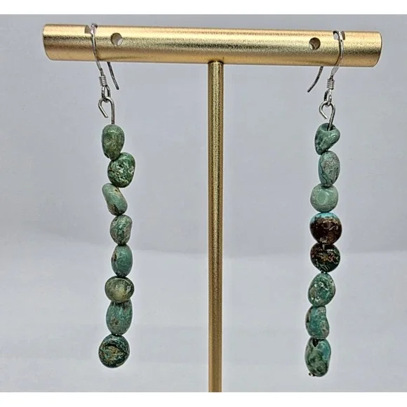 Genuine Turquoise Stone Dangle Earrings 2