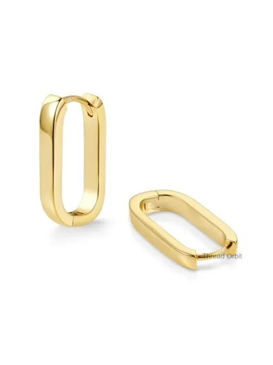 14K Gold Plated Silver Small Square Hoop Earrings Hypoallergenic Geometric