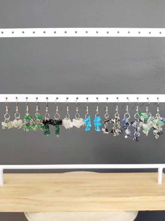 Bundle of 8 stone and glass dangle earrings
