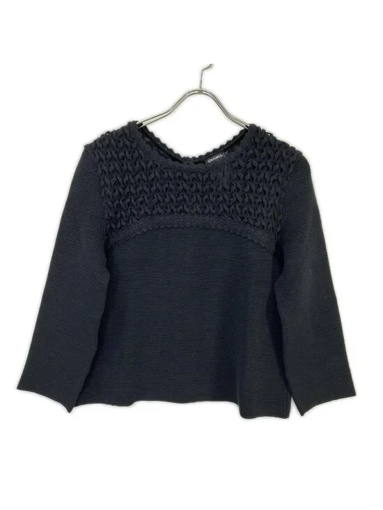 Chanel Black CC Button Knit Sweater 40
