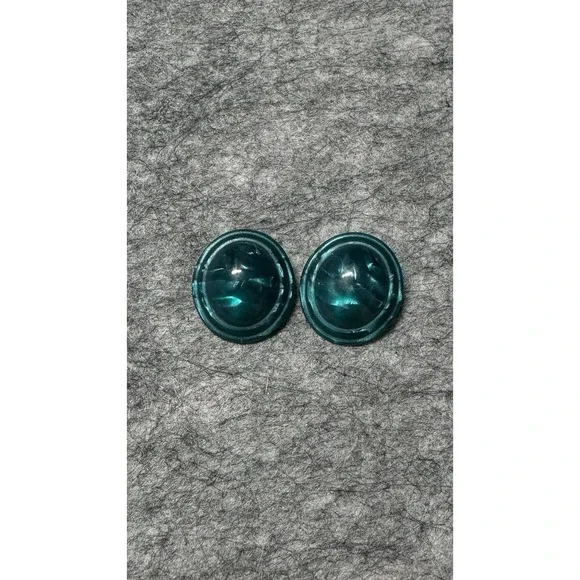 Avon Autumn Harvest Bead Teal Plastic Pierced Earrings