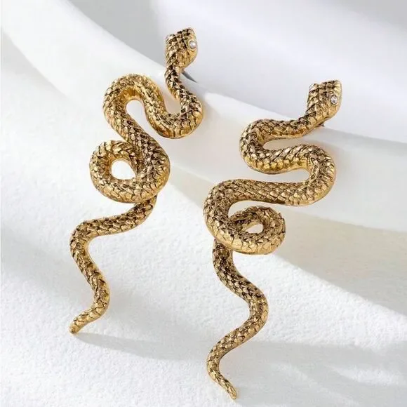 Gold Snake Earrings R45