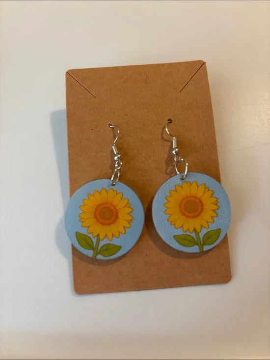 Fashion Jewelry Blue Sunflower Drop Earrings