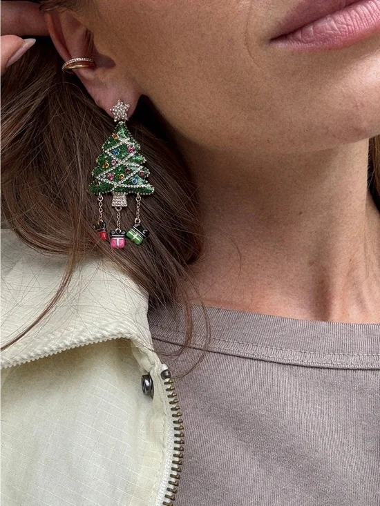BaubleBar x Disney Mickey Christmas Tree Earrings New