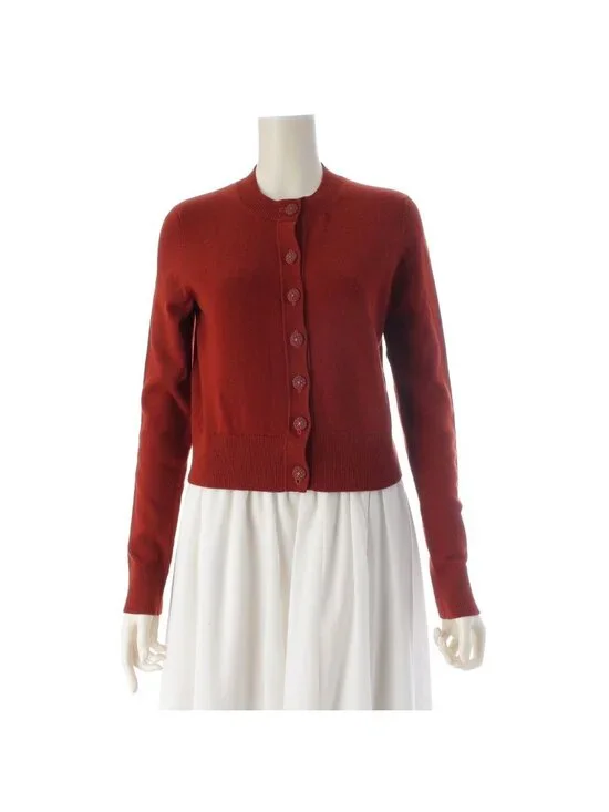 Chanel 18k Cashmere Coco Button Long Sleeve Cardigan Red 34
