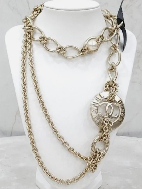 Authentic Chanel 2015 fall collection chain medallion necklace.