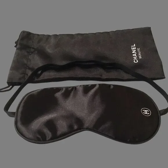 CHANEL Black Satin Eye Mask