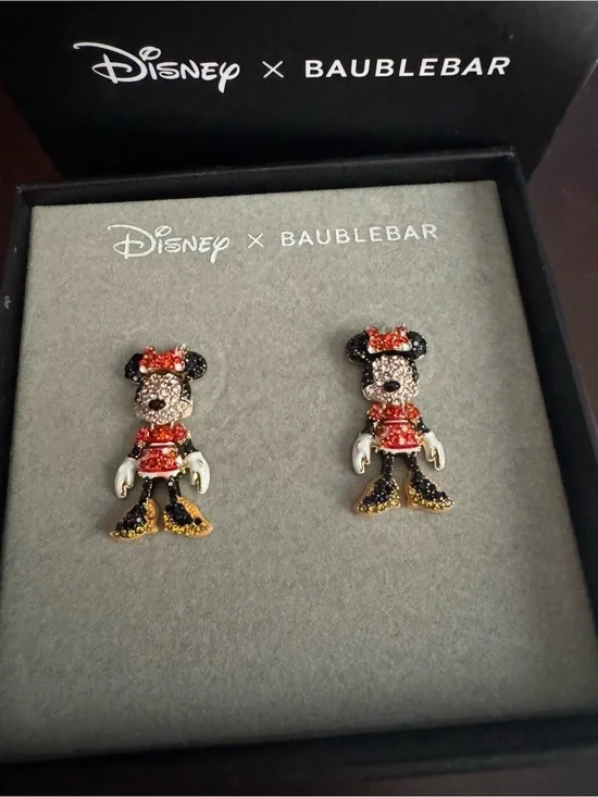 BaubleBar Disney Minnie Mouse Crystal Stud Earrings - Red, Black, Gold