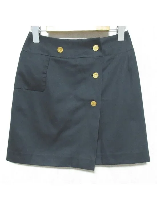 Chanel Vintage Gold Button Mini Skirt 34 Black