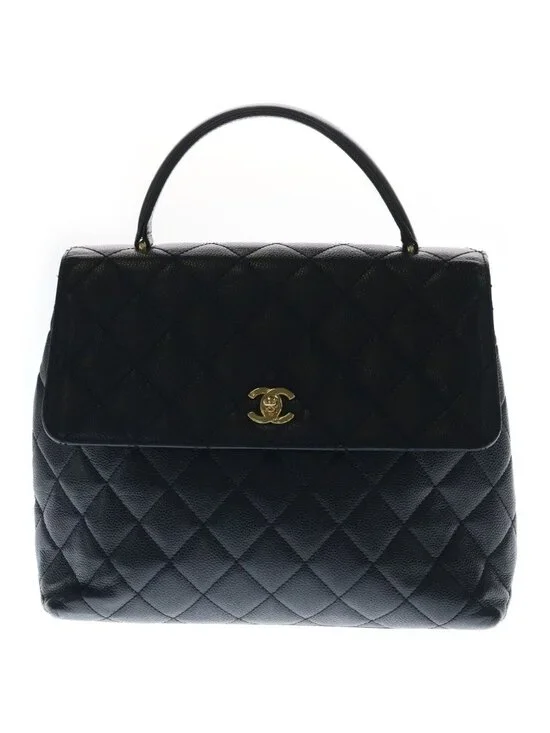 Chanel Quilted CC Logo Turnlock Top Handle Kelly Handbag