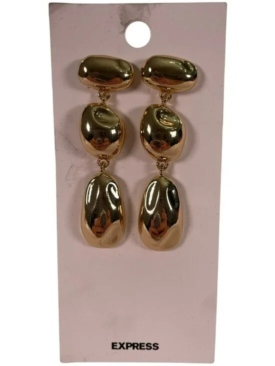 Express Gold-Tone Abstract Oversized Elegant Bubble Drop Stud Earrings BRAND NEW