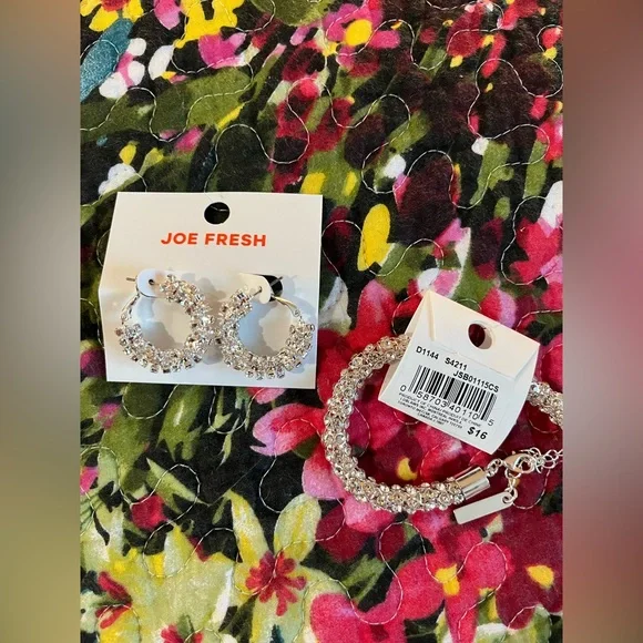 Joe Fresh Sparkling Silver Earrings and Bracelet Set