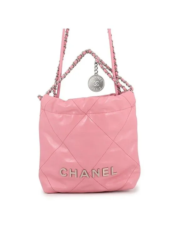Chanel 22 Mini CC Logo Shiny Calfskin 2-Way Shoulder