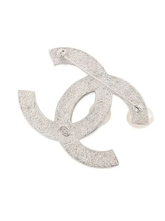 Chanel Brooch CC Logo Rhinestone Faux Pearl Metal 17k