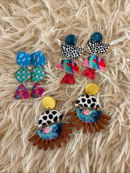 Colorful Statement Earrings - Multicolor