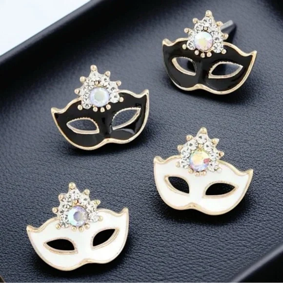 Mystical Masquerade Mask Earrings – Unveil the Mystery! 🎭 NWT Studs - 2 Colors