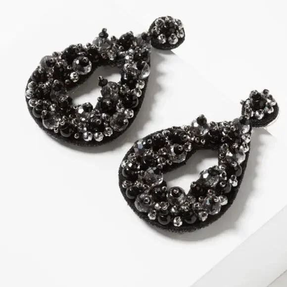 Lori Weitzner Clio Statement Earrings Charcoal Black Drop Earrings Sparkle